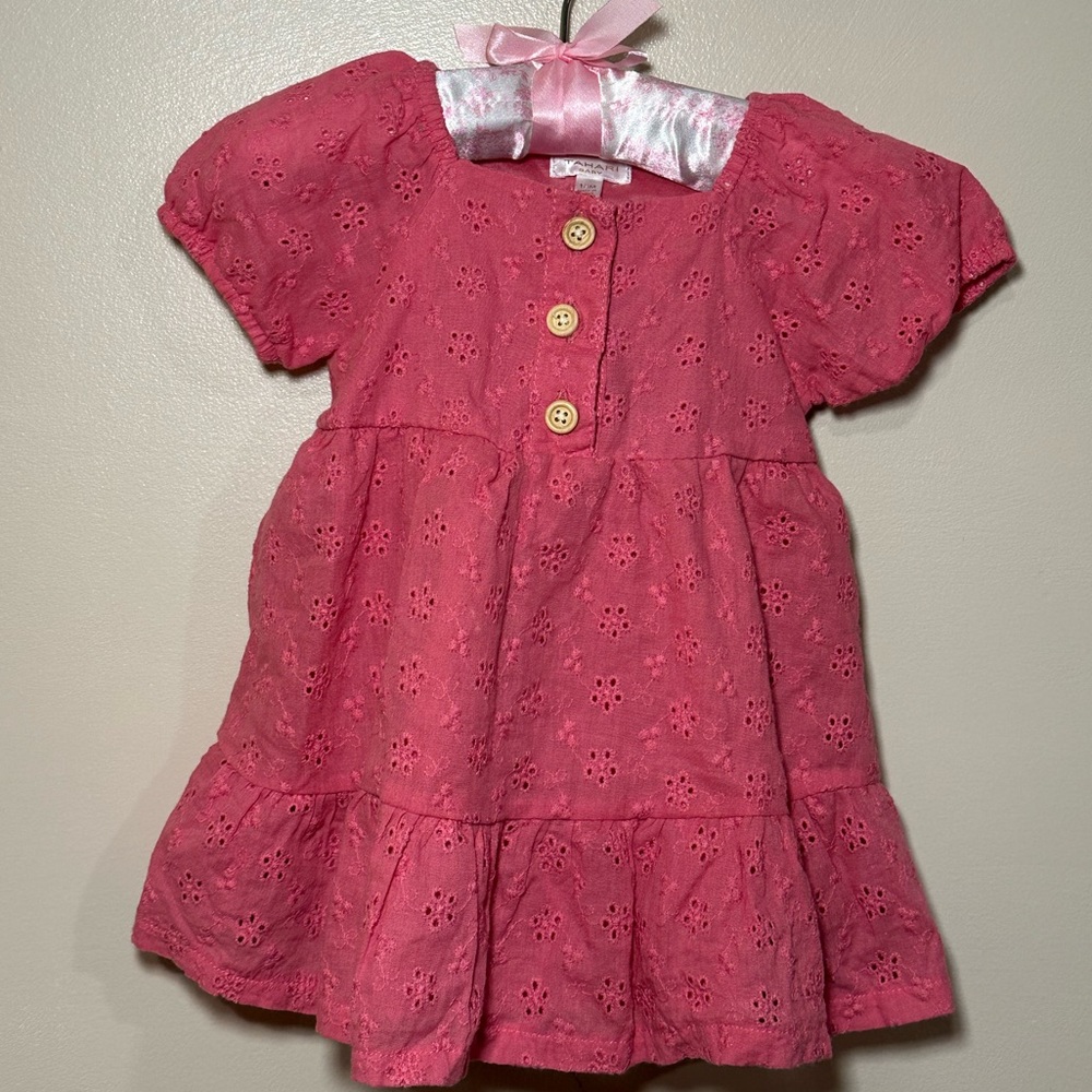 Pink Eyelet Baby Dress with Bow